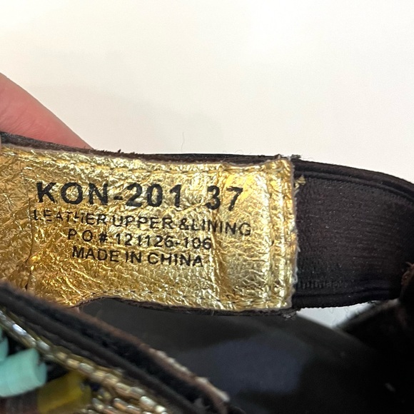 Womens Alegria Zan Choco size 37 Boho Beaded Gladiator Thong Sandals - Picture 4 of 9